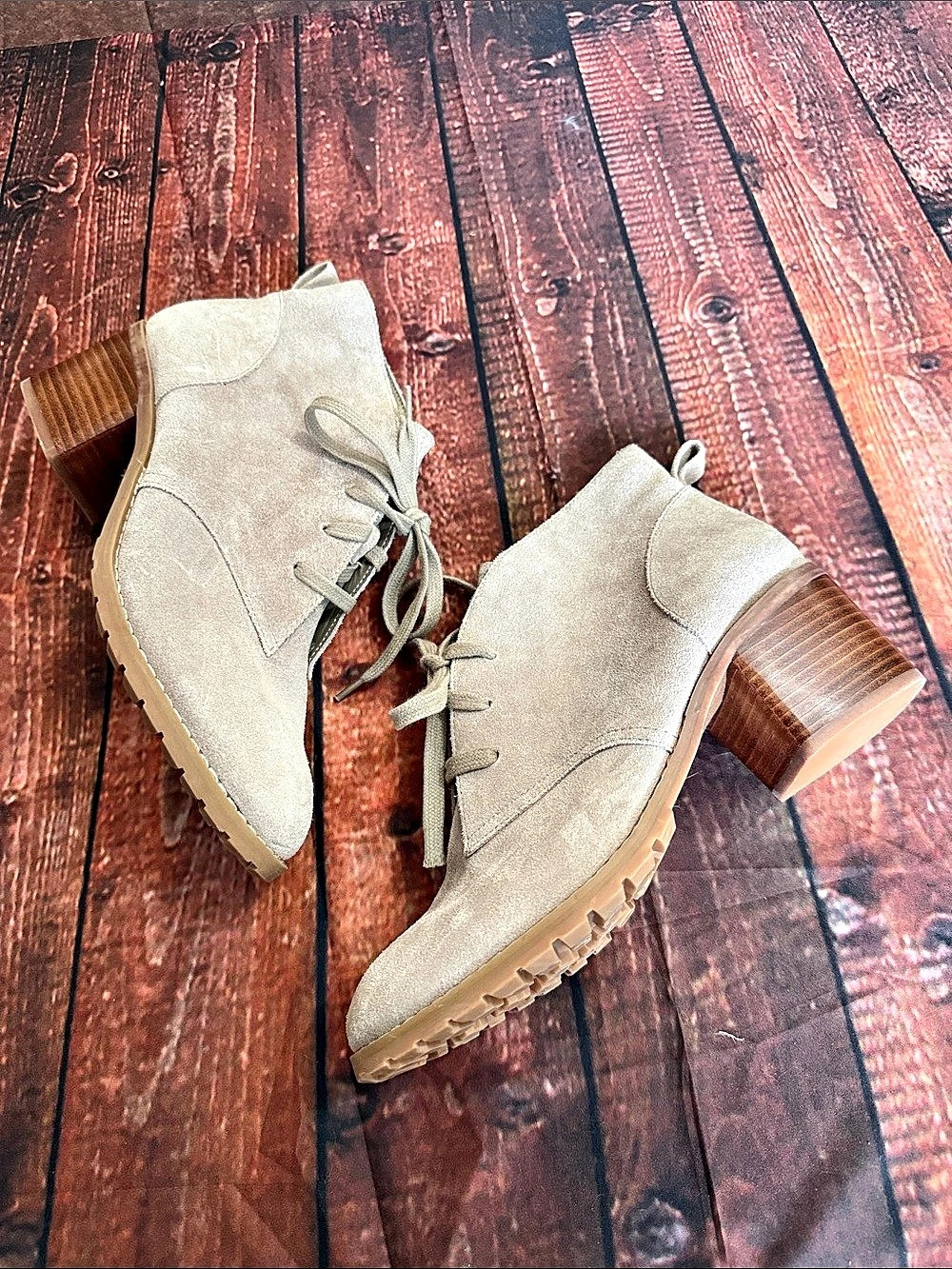 Women's Beige Lace-Up Ankle Boots Like New